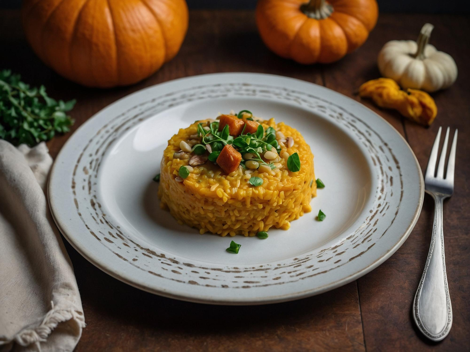 piatto gourmet di risotto alla zucca