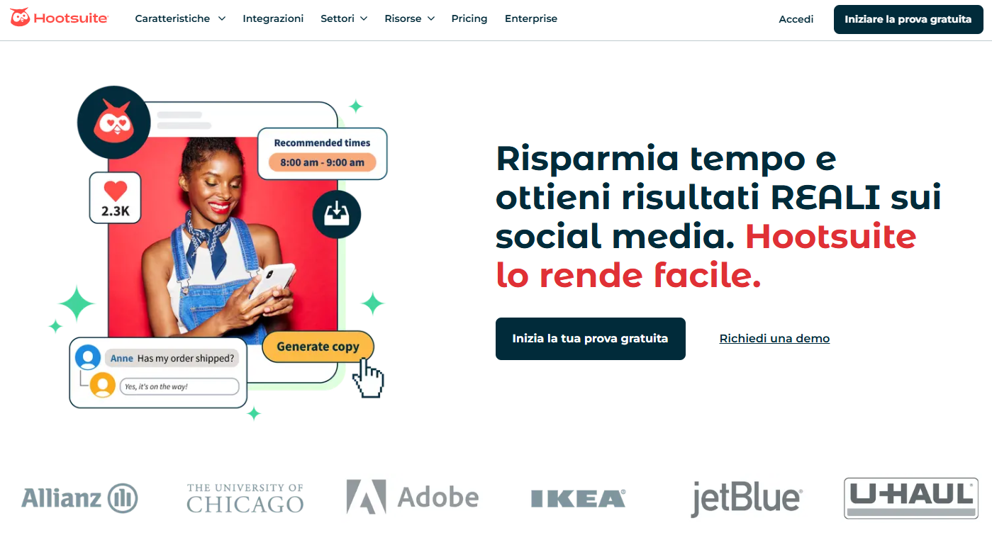 Copertina sito Hootsuite