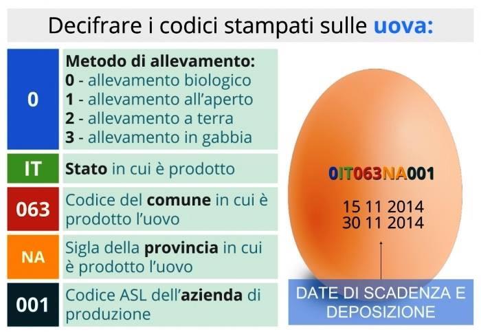 Tabella per la lettura dei codici sulle uova